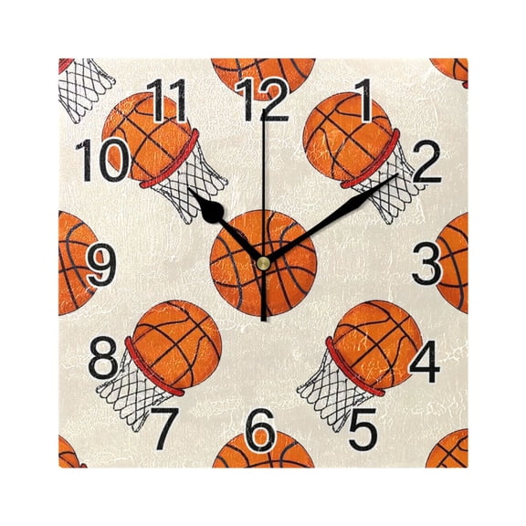 Ryvnso Basketball Wall Clock Square Silent Non-Ticking Battery Operated 7.78"