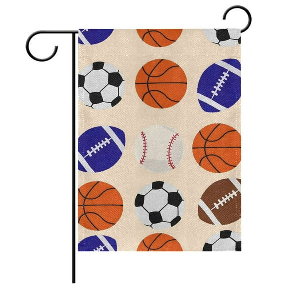 Ryvnso Basketballs Baseball Football Garden Flag 12x18 Inch Double Sided Seasonal Yard Decoration