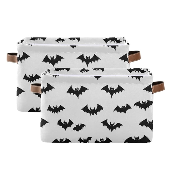 Ryvnso Bat Silhouettes Storage Basket Large Bin Foldable Boxes Toys Organizer 14.2x10.2x8.3in 2 PCs