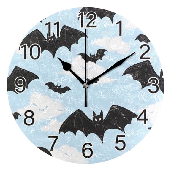 Ryvnso Bat and Cloud Wall Clock Non Ticking Silent Kitchen Clock Battery Operated Clocks 10 inch