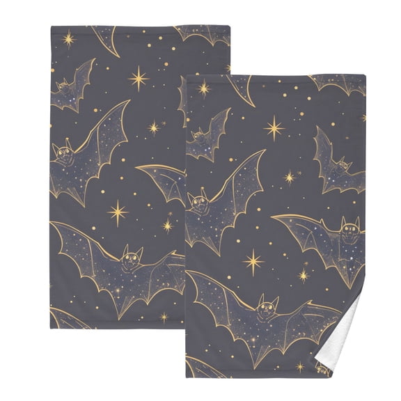 Ryvnso Bats Cotton Hand Towels Sets Face Towel 2 PCs Bathroom Decorative