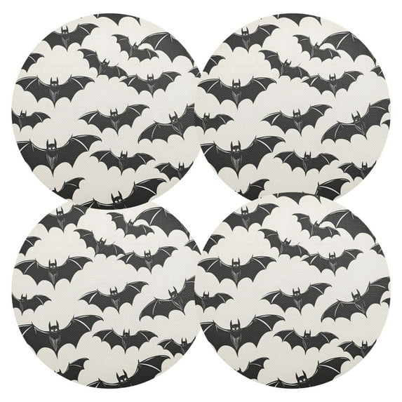 Ryvnso Bats Halloween Round Plate Mats Dining Table Placemat Set of 4 for Holiday Decoration