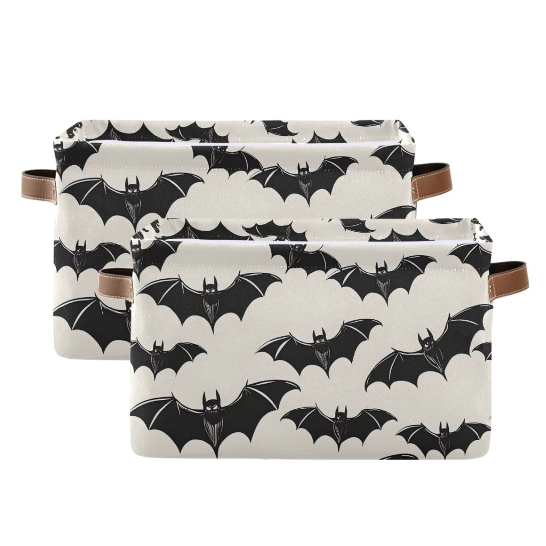 Ryvnso Bats Halloween Storage Basket Large Bin Foldable Boxes Toys Organizer 14.2x10.2x8.3in 2 PCs