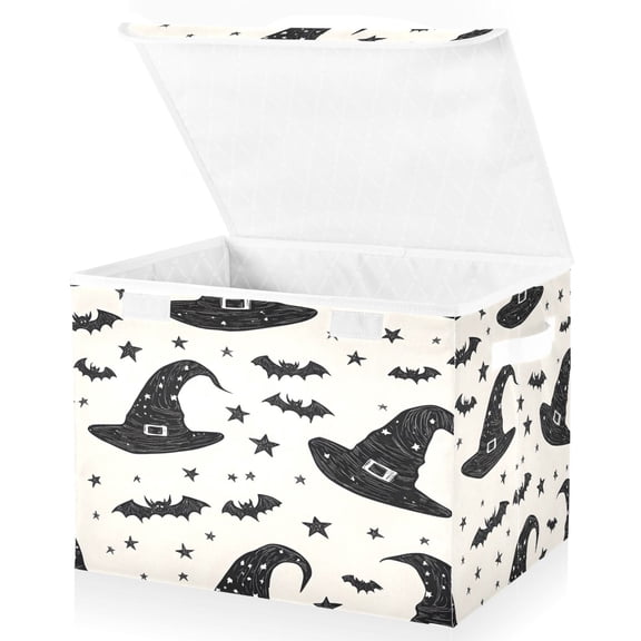Ryvnso Bats and Stars Large Lidded Foldable Storage Baskets Cubes Boxes Lids Bin for Home