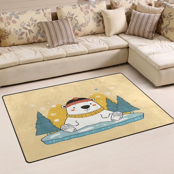 Ryvnso Bear Christmas Area Floor Mat Non-Slip Carpet Soft Rugs Doormats 31" x 20"
