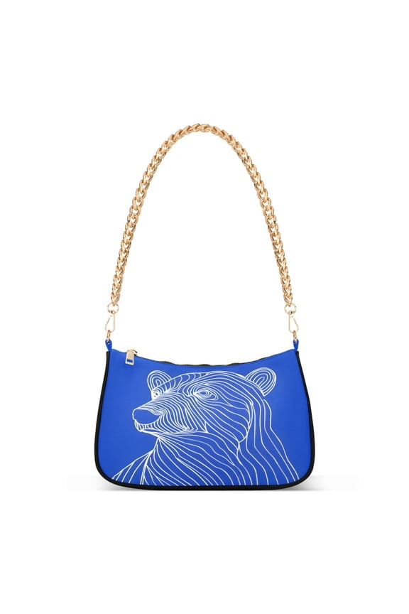 Bear Line Pattern Womens Chain Shoulder Bag Tote Handbags Clutch Hobo Purse with Zipper for Travel