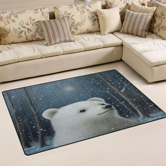 Ryvnso Bear in Winter Area Floor Mat Non-Slip Carpet Soft Rugs Doormats 31" x 20"