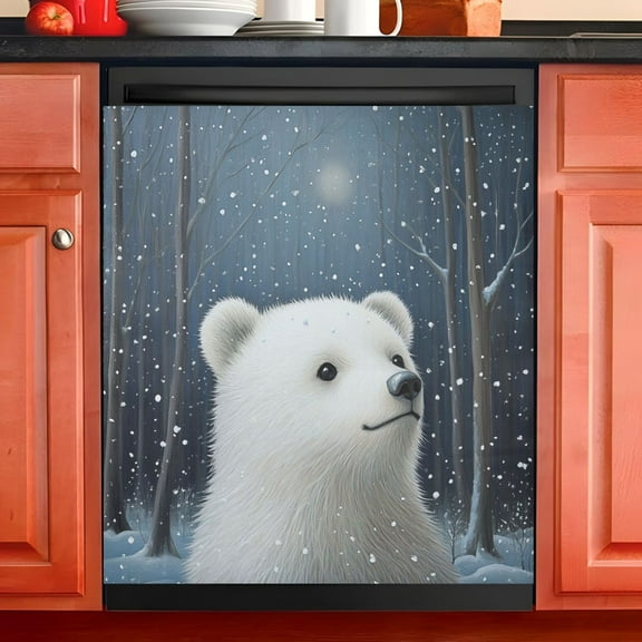 Ryvnso Bear in Winter Dishwasher Magnetic Refrigerator Magnet Cover Kitchen Home Decorative 23"x26"