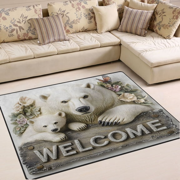 Ryvnso Bears Area Rug Floor Mats Non-Slip Home Carpet 80 x 58 inch