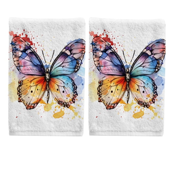 Ryvnso Beautiful Butterfly Hand Towels Set for Bathroom Cotton Face Towel Decorative 15.5x29.5 inch