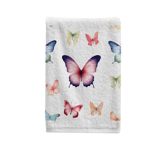 Ryvnso Beautiful Butterfly Hand Towels for Bathroom Cotton Face Towel Decorative 15.5x29.5 inch