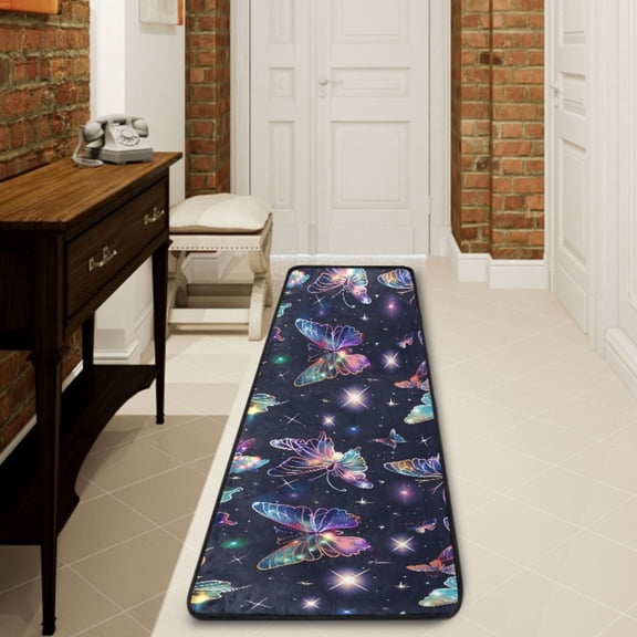Ryvnso Beautiful Butterfly in Shiny Hallway Runner Rugs Floor Carpet Non Slip Entryway Mat 2' x 6'