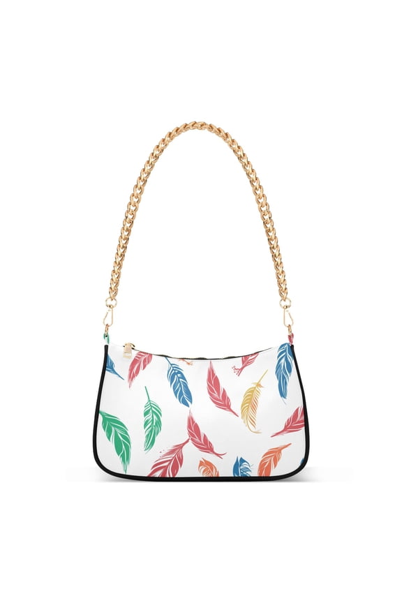 Beautiful Cute Feathers Womens Chain Shoulder Bag Tote Handbags Clutch Hobo Purse with Zipper for Travel