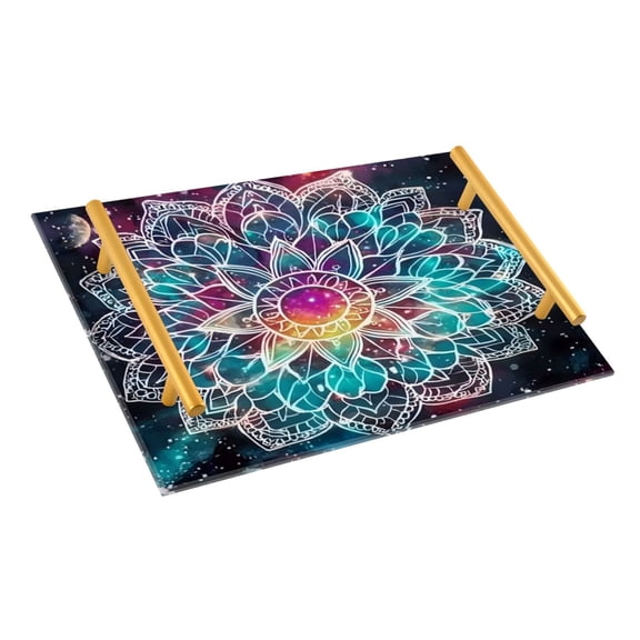 Ryvnso Beautiful Ethnic Mandala Bathroom Tray Vanity Countertop Trays Acrylic Organizer