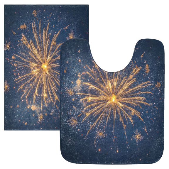 Ryvnso Beautiful Fireworks Pattern Bathroom Shaggy Rugs Toilet Mat Soft Contour Rug