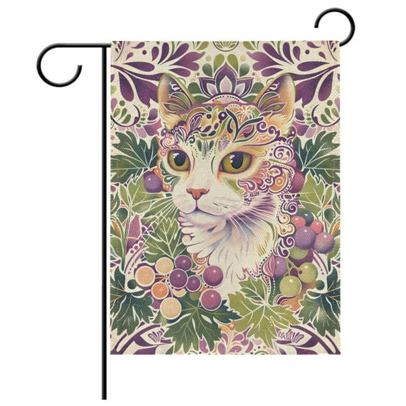 Ryvnso Beautiful Flower Cat Garden Flag 12x18 Inch Double Sided Seasonal Yard Decoration