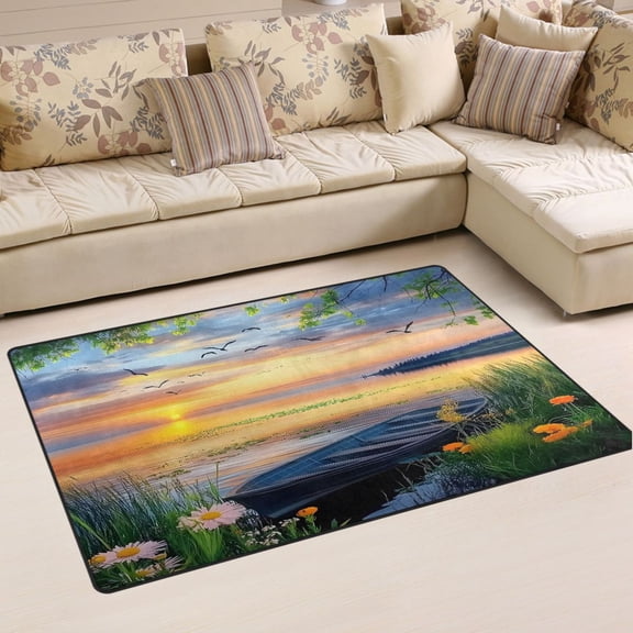Ryvnso Beautiful Lake Scene Area Floor Mat Non-Slip Carpet Soft Rugs Doormats 31" x 20"