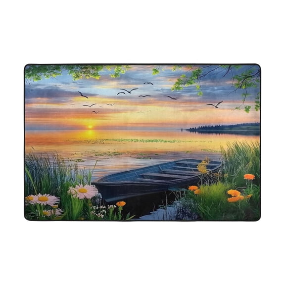 Ryvnso Beautiful Lake Scene Area Floor Mats Large Nursery Rugs Non-Slip Carpets Doormat 36" x 24"