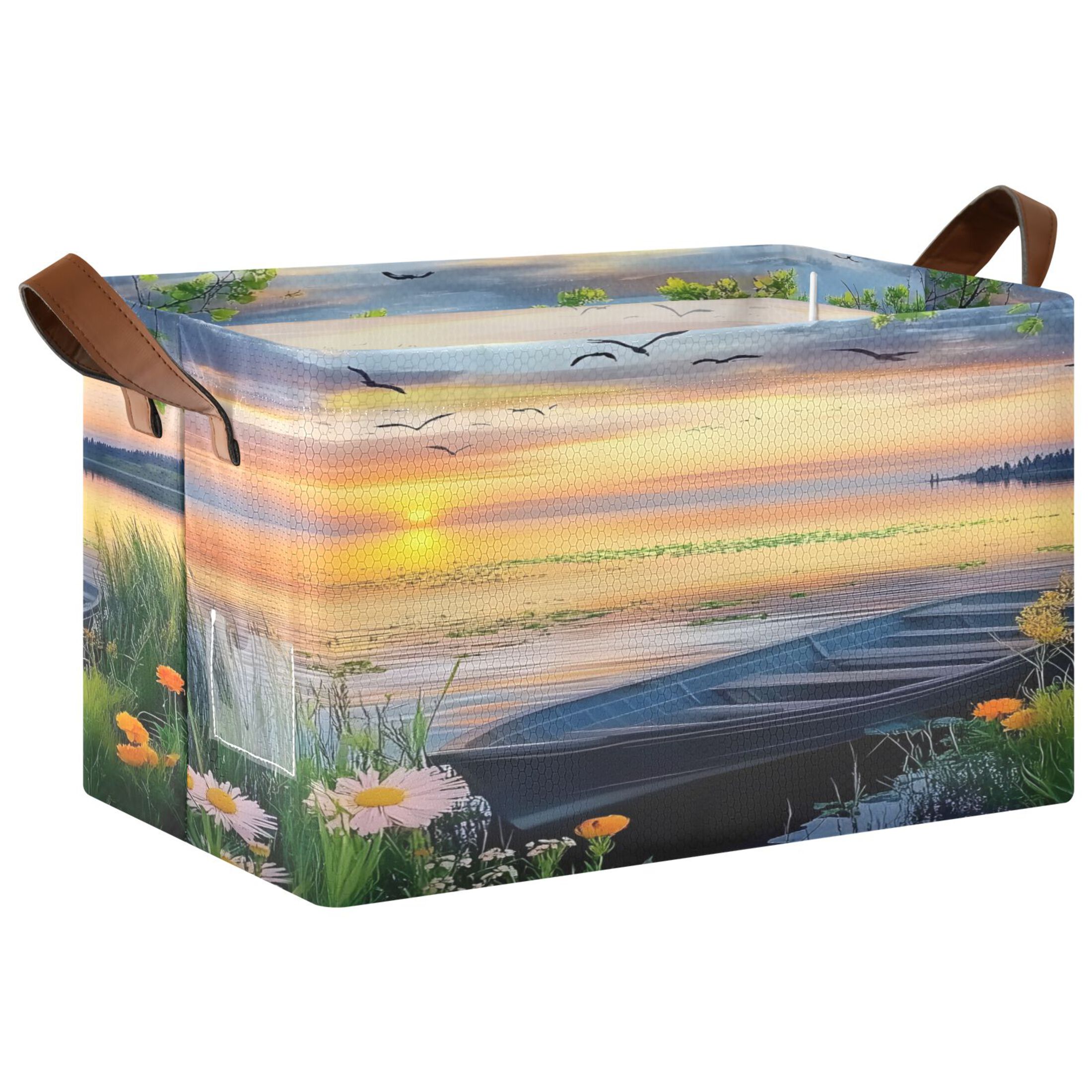 Scene Storage Ryvnso Beautiful Lake Scene Storage Bins Large Basket Foldable Cube ...