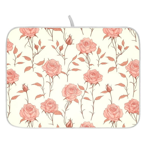Ryvnso Beautiful Roses Flowers-i3 Dish Drying Mat for Kitchen Countertop 16x18 Small Dish Pad Drainer Rack Dish Sink Mats