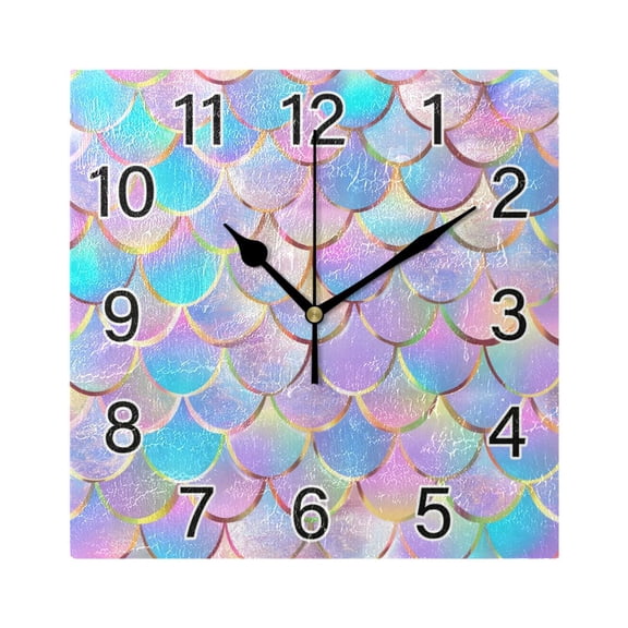 Ryvnso Beautiful Scale Wall Clock Square Silent Non-Ticking Battery Operated 7.78"