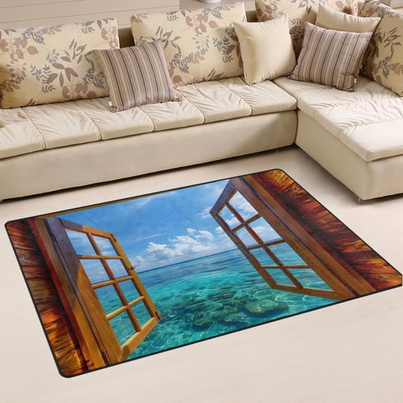 Ryvnso Beautiful Sea Outside Window Area Floor Mat Non-Slip Carpet Soft Rugs Doormats 31" x 20"