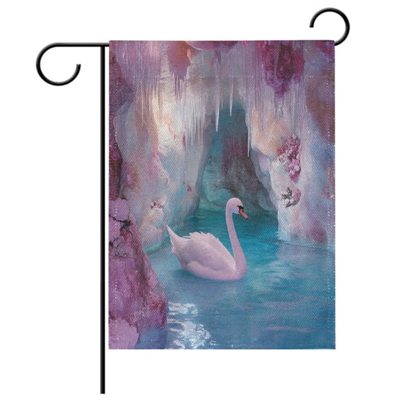 Ryvnso Beautiful Swan Pattern Garden Flag 12x18 Inch Double Sided Seasonal Yard Decoration