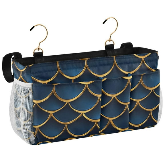 Ryvnso Bedside Caddy 3d Dragon Scales Blue Bedside Storage Bag Hanging Organizer