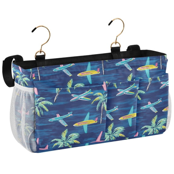 Ryvnso Bedside Caddy Airplanes Palm Trees Bedside Storage Bag Hanging Organizer