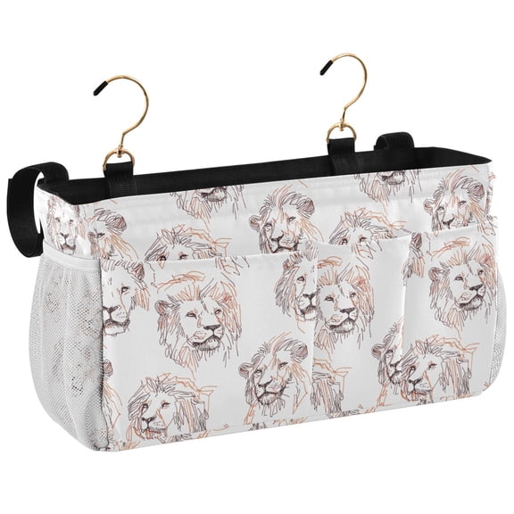 Ryvnso Bedside Caddy Art Lions Bedside Storage Bag Hanging Organizer