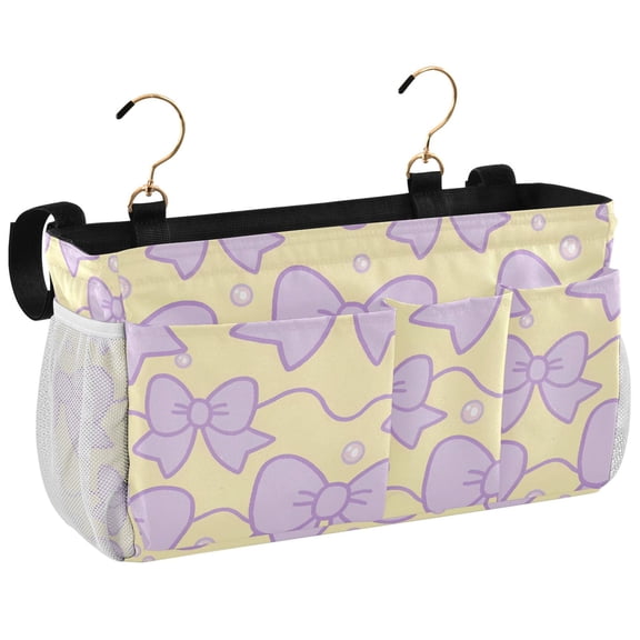 Ryvnso Bedside Caddy Bow Purple-h1 Bedside Storage Bag Hanging Organizer