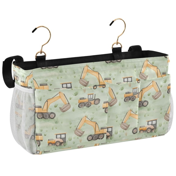 Ryvnso Bedside Caddy Cartoon Excavator Trucks Bedside Storage Bag Hanging Organizer
