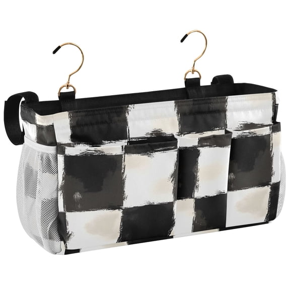Ryvnso Bedside Caddy Checkered Grid-d1 Bedside Storage Bag Hanging Organizer