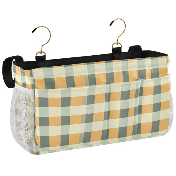 Ryvnso Bedside Caddy Checkered Grid-t2 Bedside Storage Bag Hanging Organizer