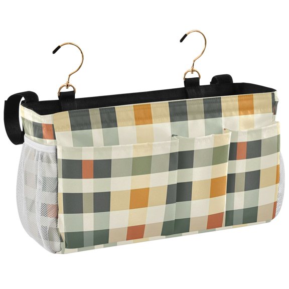 Ryvnso Bedside Caddy Checkered Pattern-6 Bedside Storage Bag Hanging Organizer
