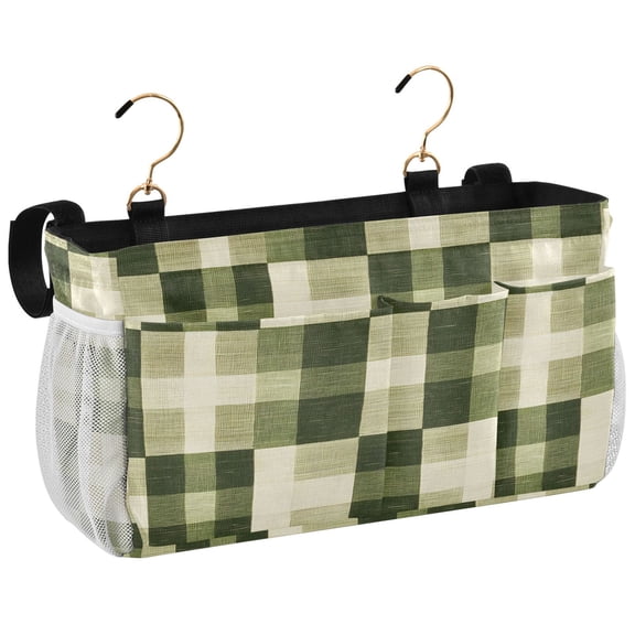 Ryvnso Bedside Caddy Checkered Pattern-e1 Bedside Storage Bag Hanging Organizer