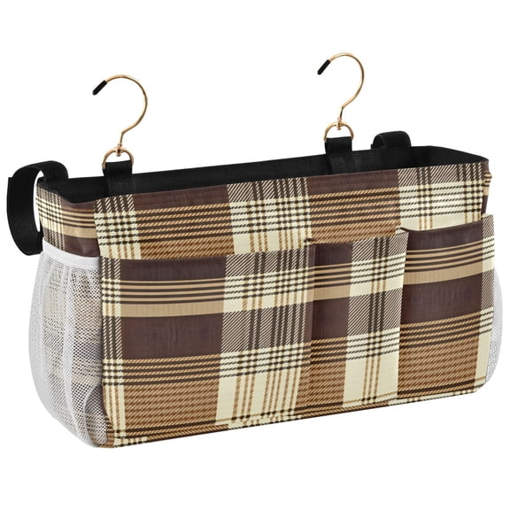 Ryvnso Bedside Caddy Checkered Pattern-e3 Bedside Storage Bag Hanging Organizer