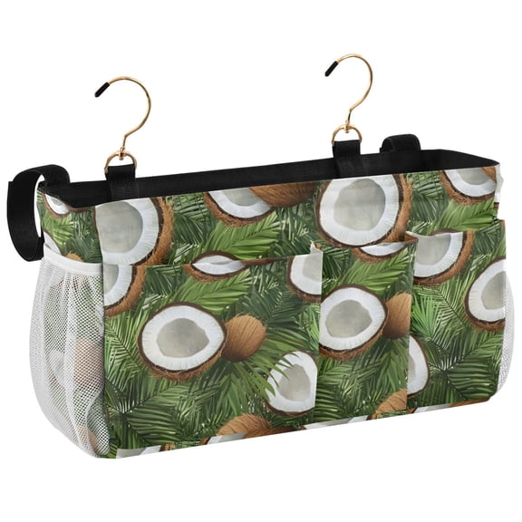 Ryvnso Bedside Caddy Coconut Palm Leaves Bedside Storage Bag Hanging Organizer