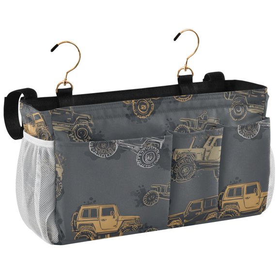 Ryvnso Bedside Caddy Cool Truck Pattern Bedside Storage Bag Hanging Organizer