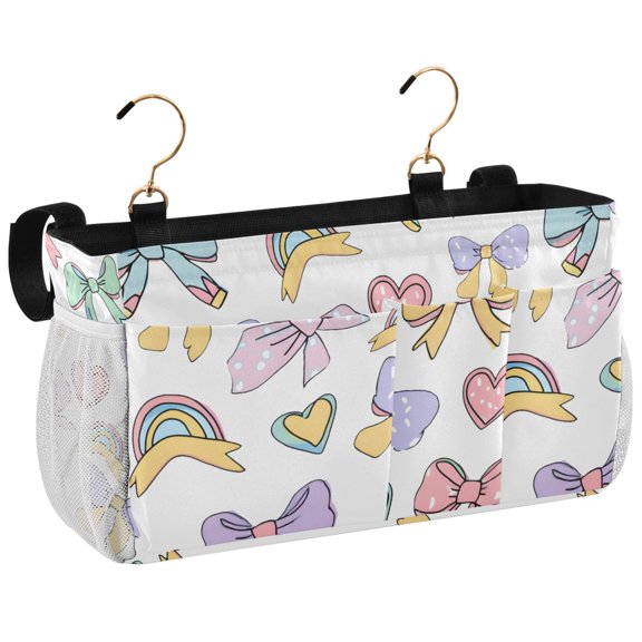 Ryvnso Bedside Caddy Cute Bows Bedside Storage Bag Hanging Organizer