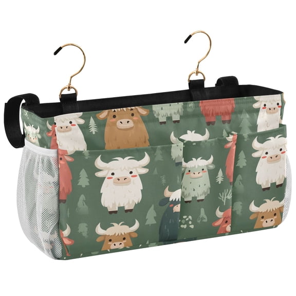 Ryvnso Bedside Caddy Cute Cartoon Cows Bedside Storage Bag Hanging Organizer