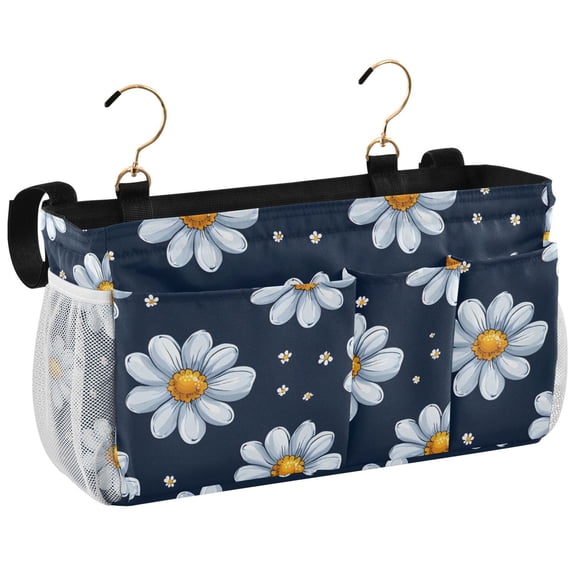 Ryvnso Bedside Caddy Daisy Floral Bedside Storage Bag Hanging Organizer