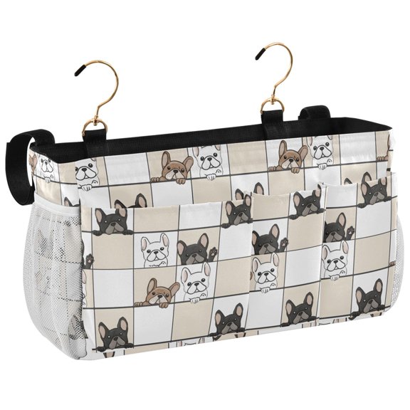 Ryvnso Bedside Caddy Dog Probe Pattern Bedside Storage Bag Hanging Organizer