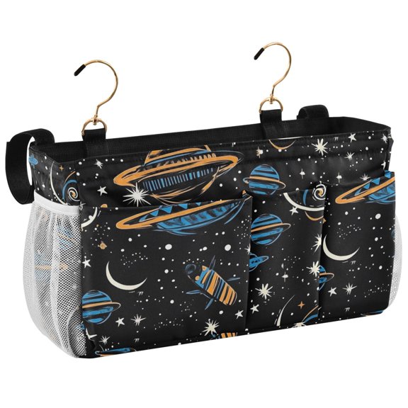 Ryvnso Bedside Caddy Dreamy Spaceship Cartoon Bedside Storage Bag Hanging Organizer