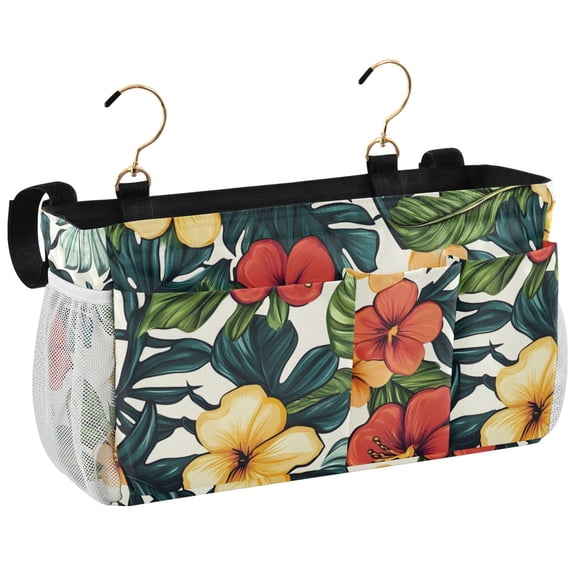 Ryvnso Bedside Caddy Elegant Tropical Floral-r5 Bedside Storage Bag Hanging Organizer