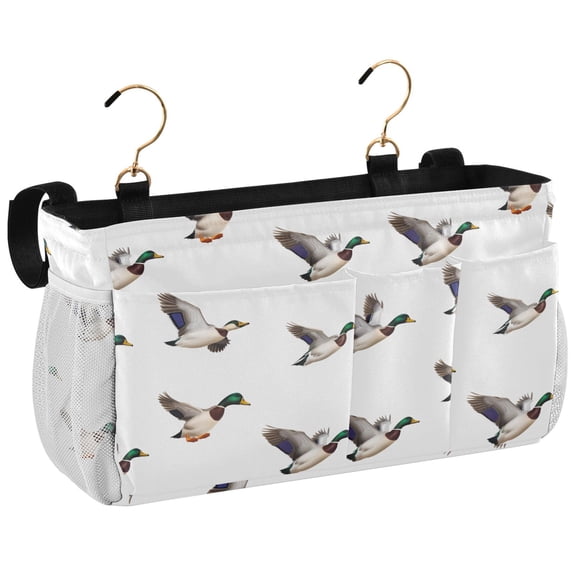 Ryvnso Bedside Caddy Funny Flying Ducks Bedside Storage Bag Hanging Organizer