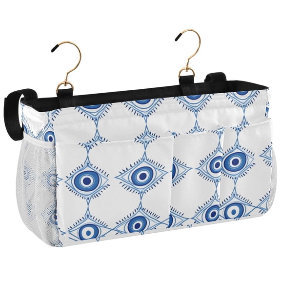 Ryvnso Bedside Caddy Funny Geometry Eyes Bedside Storage Bag Hanging Organizer