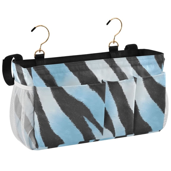 Ryvnso Bedside Caddy Gradient Lines Blue Bedside Storage Bag Hanging Organizer