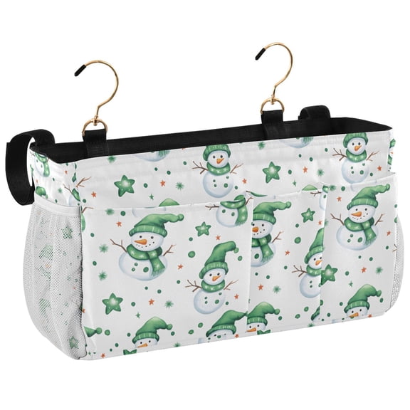Ryvnso Bedside Caddy Green Snowmans Bedside Storage Bag Hanging Organizer