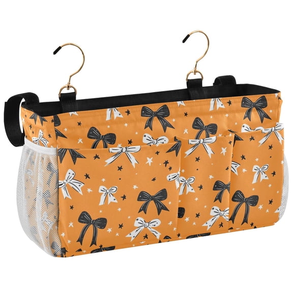 Ryvnso Bedside Caddy Halloween Bows Bedside Storage Bag Hanging Organizer